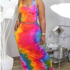 Vibrant Tie-Dye Top and skirt